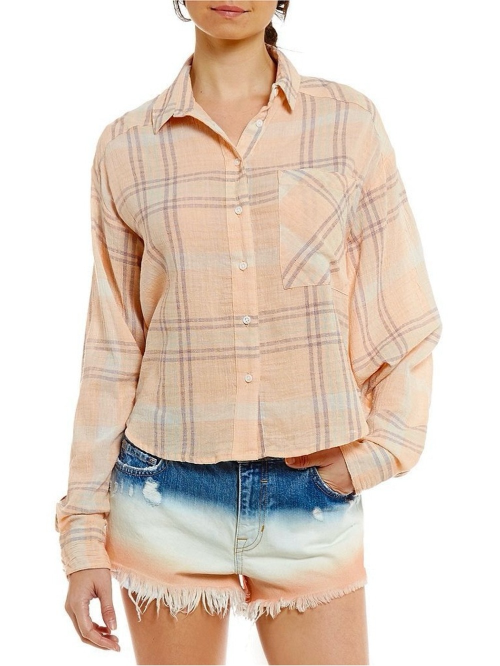 Free People Cutie Plaid Button-Down Shirt